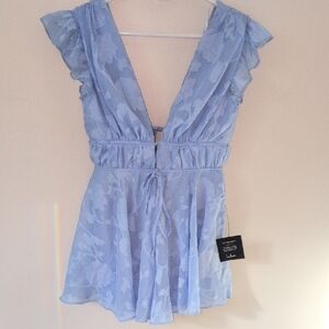 Lulu's Light Blue Floral Jumpsuit